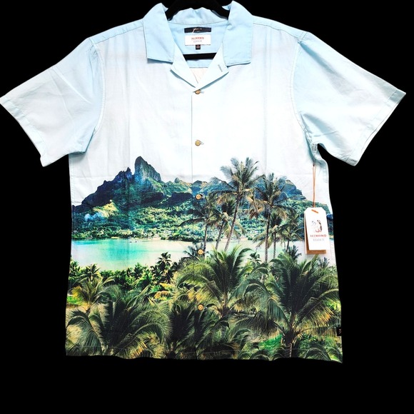 Roark Other - Roark Gonzo Palms Camp Collar Shirt Men Large Hinano Otemanu Vacation Travel NEW